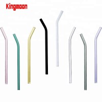 Non-toxic 8mm reusable bent drinking glass straws / tubes with cleaning brush